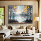 “Autumn Forest by the Lake” - Impressionistic Oil Painting on Canvas DKS904