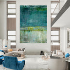 “Teal and Green Textured Abstract” - Abstract Expressionist Painting On Canvas PT2272