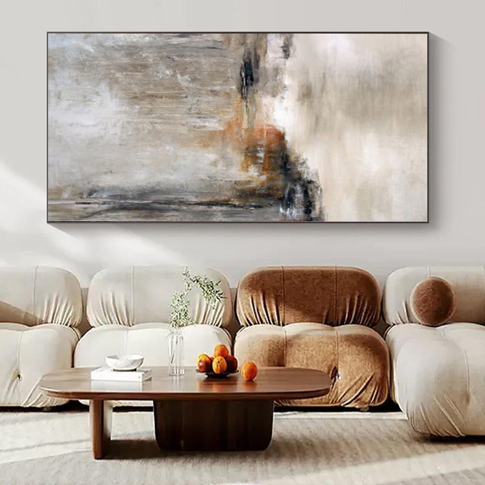 Beige, Gray and Brown with Subtle Textures "Desert Dawn" Abstract Landscape Painting On Canvas PS1128