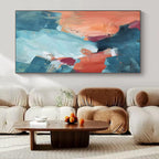 “Teal and Coral Abstract” - Vibrant Abstract Painting On Canvas PS0180