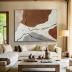 “Brown & Gray Abstract Shapes” - Abstract Shape Painting On Canvas PS0410