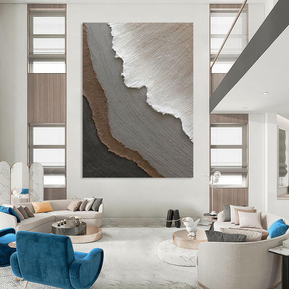 “Neutral Textured Layers - Earthy Tones & Ripped Paper Effects” Painting On Canvas DS269