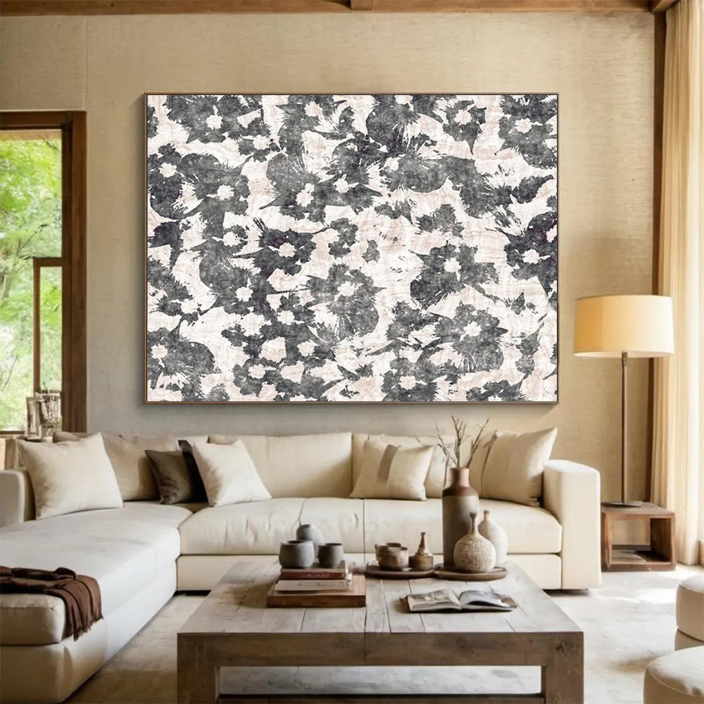 “Monochrome Floral Pattern” - Graphic Print on Canvas PT1491