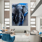 “Blue - Gray Elephant” - Animal, Expressive - Styled Painting On Canvas PT1610