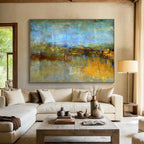 Blended Horizon Abstract - Soft - edged Landscape Painting On Canvas DKS372