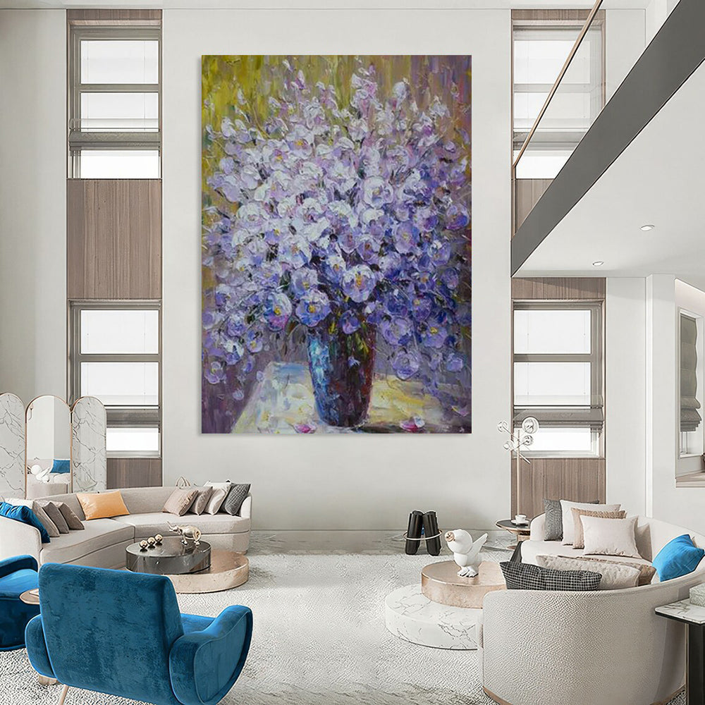 “Purple Flower Bouquet” - Impressionist Still - Life Painting On Canvas PT2350