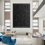 “Pure Black Vertical Strokes” - Minimalist Abstract Painting On Canvas PT2364