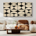 Black and Beige Geometric Pattern "Retro - Modern Mosaic" Abstract Painting On Canvas PS1082