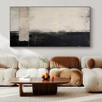 Black, White, Gray with Textured Divisions "Monochrome Split" Abstract Painting On Canvas PS1384