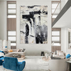 “Monochrome Abstract Layers” - Abstract, Layered - Styled Painting On Canvas PT1680