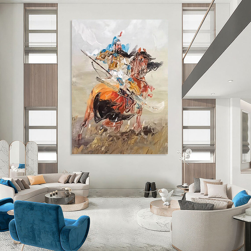 “Guan Yu on Horseback” - Oriental, Legendary - Themed Painting On Canvas PT1590