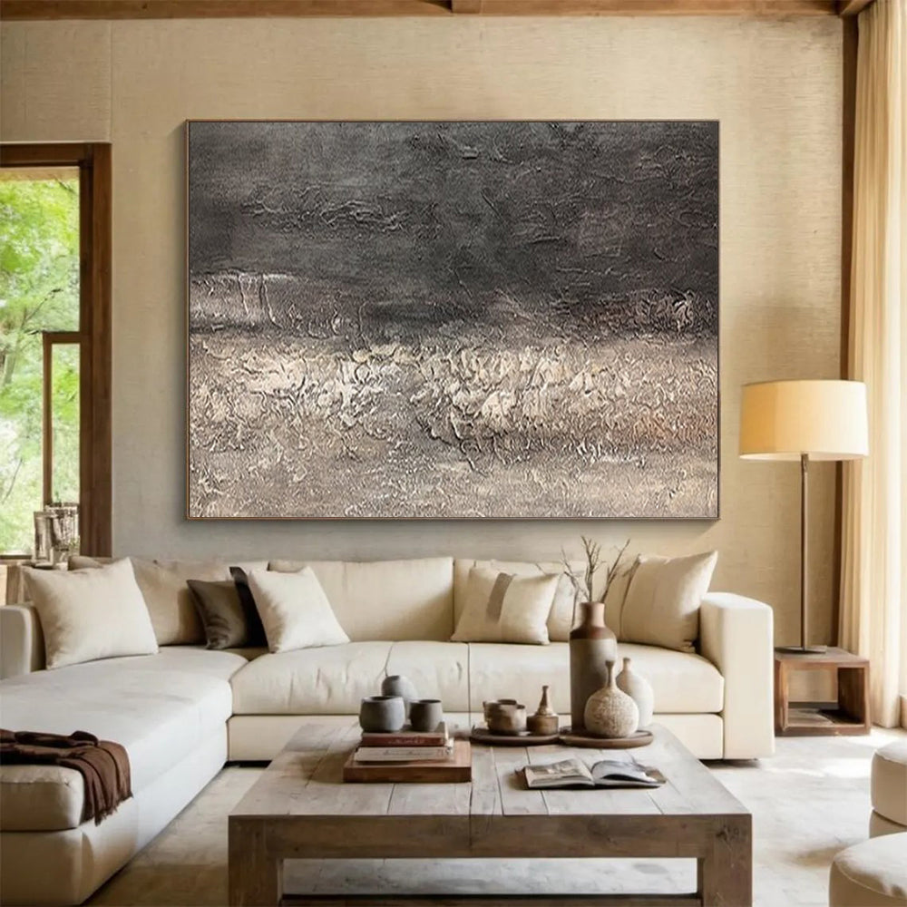 “Dark Gray - Light Gray Textures” - Monochromatic “Shadow Layers” Painting On Canvas PT1629