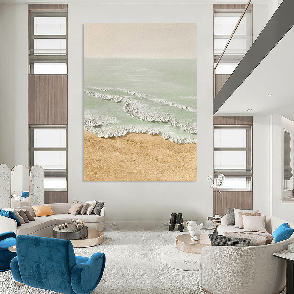 “Pastel Beach Scene” - Serene, Landscape Painting On Canvas PT1489