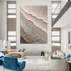 “Beige and Silver Textured Abstract” - Vintage Lace - inspired Painting On Canvas PT0988