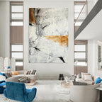 “Abstract in Gray, White & Orange” - Abstract - Inspired Contemporary Painting On Canvas PT1438