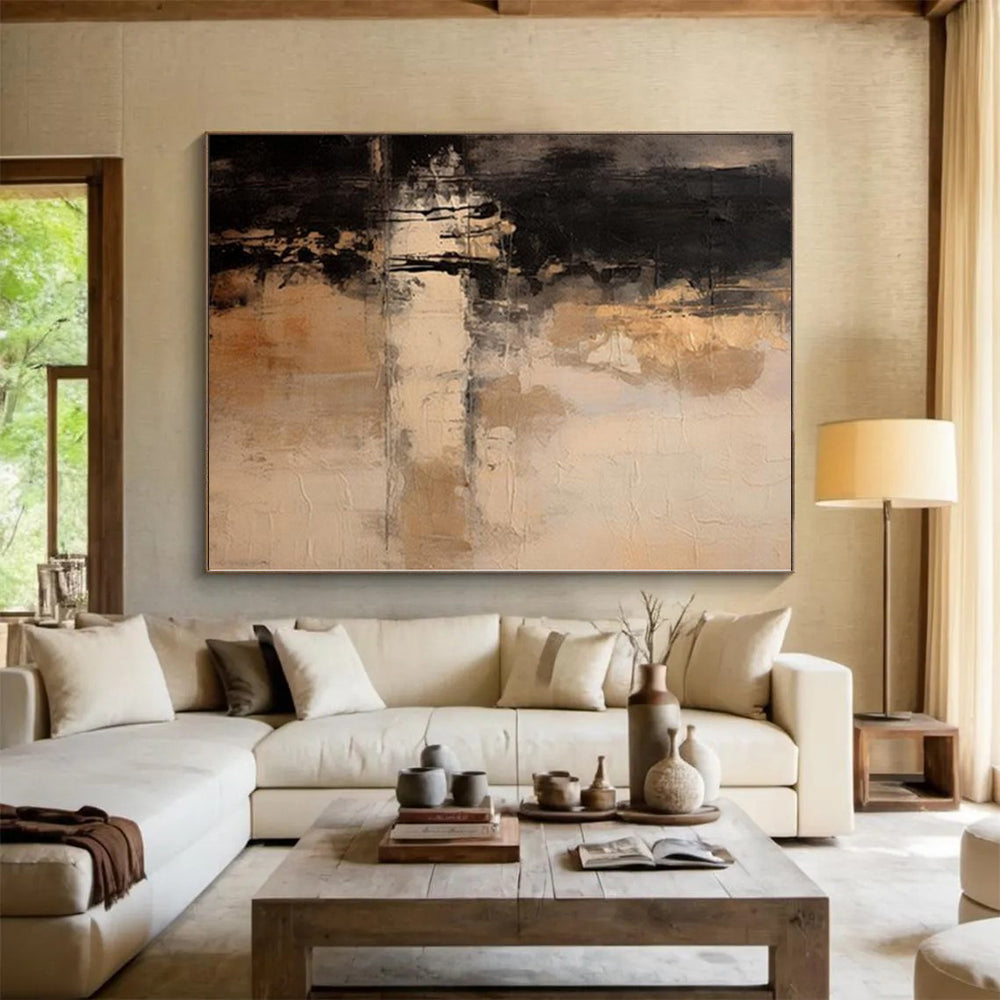 “Earthy - Toned Abstract with Subtle Silhouettes” - Impressionistic Abstract Painting On Canvas PS0252