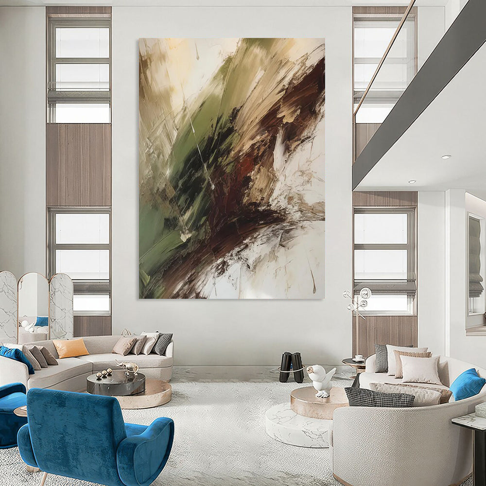 Green - Brown Abstract Earth Tones Painting On Canvas DS118