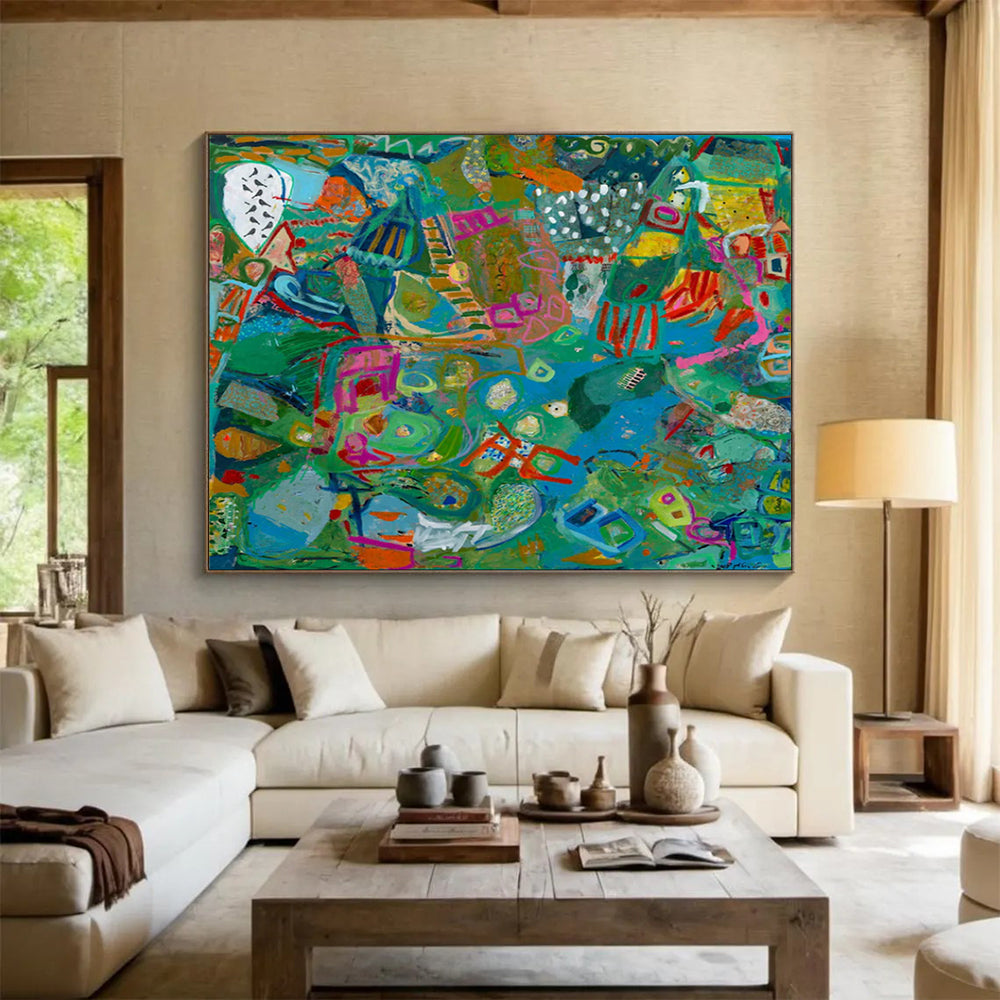 “Vibrant Abstract Mosaic” - Colorful Collage - Style Painting On Canvas PT235