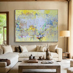 “Bright Yellow Abstract Layers” Abstract Painting On Canvas DKS194
