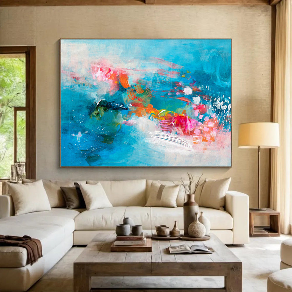 Blue - Toned Abstract Seascape Painting On Canvas DKS032