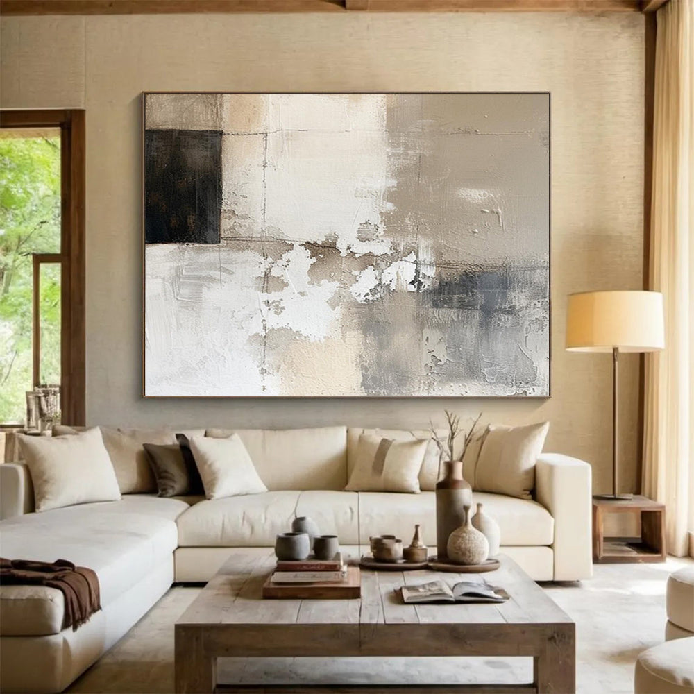 “Neutral Textured Abstraction” - Minimalist Abstract Painting On Canvas DKS504