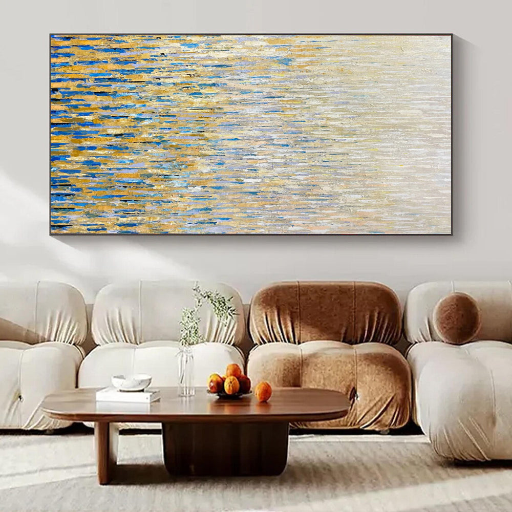 “Golden Rainfall Abstraction” - Impressionistic Abstract Painting On Canvas PS0195