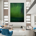 “Deep Green Abstract Layers” - Minimalist Abstract Painting On Canvas PT1188