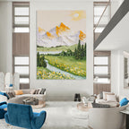 “Idyllic Mountain Landscape” - Impressionistic Landscape Painting On Canvas PT1037