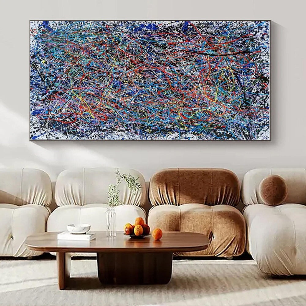 Colorful Tangled Lines on White "Color Chaos" Abstract Painting On Canvas PS1316