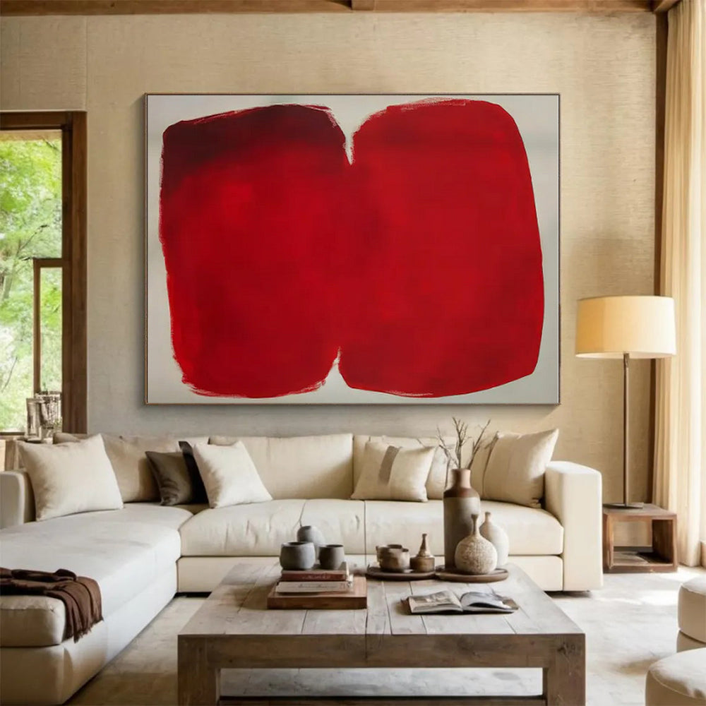 Red Shapes, "Bold Red Blocks" – Minimalist Abstract Painting On Canvas PS0879