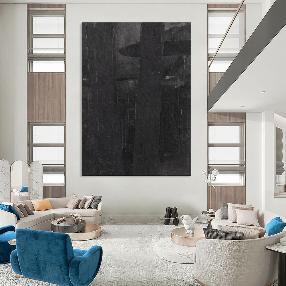 “Moody Black Abstract” - Abstract Dark Painting On Canvas PT1927
