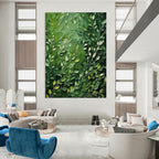 “Green Leafy Textured Abstract” - Impressionist Botanical Painting On Canvas PT2284