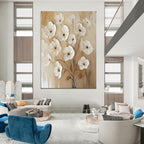 Creamy Blossoms 3D Textured Floral, Painting On Canvas PT2155