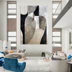 “Monochrome Geometric Abstract” - Minimalist Abstract Painting On Canvas PT1312