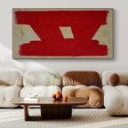 Red and Beige, "Bold Mark" – Minimalist Abstract Painting On Canvas PS0992