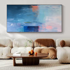 Blue, Teal, Orange and Pink with Textured Layers "Coastal Rhythm" Abstract Painting On Canvas PS1178