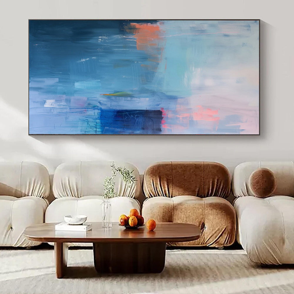 Blue, Teal, Orange and Pink with Textured Layers "Coastal Rhythm" Abstract Painting On Canvas PS1178