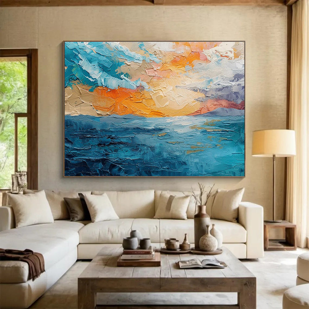 “Textured Sea Sunset” - Impasto Seascape Painting On Canvas DKS503
