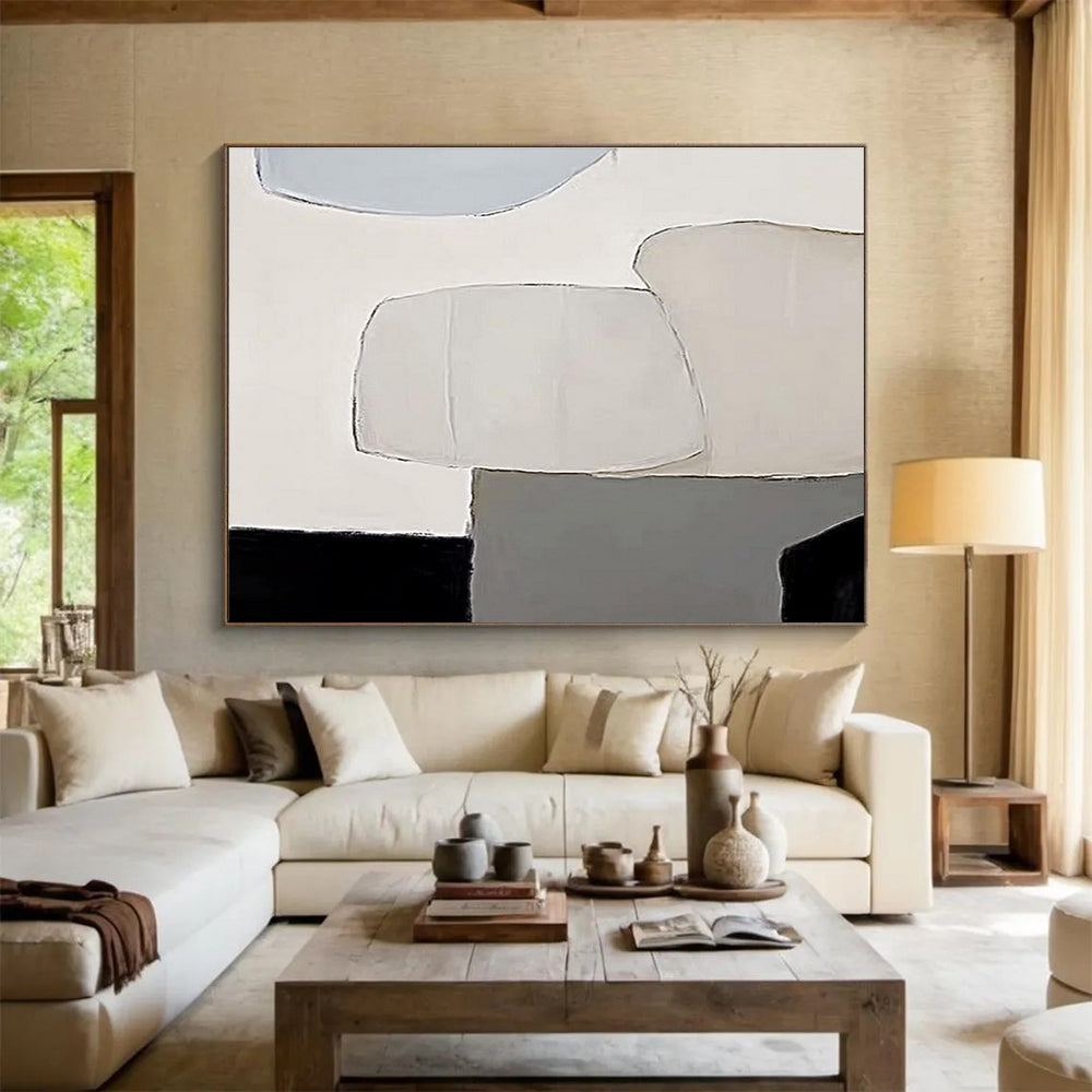 “Soft - Toned Minimalist Abstract Shapes” - Minimalist Abstract Painting, Great for Nursery & Guest Room DKS597