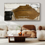 Brown, White and Black with Raw Brushstrokes "Rustic Sketch" Abstract Painting On Canvas PS1125