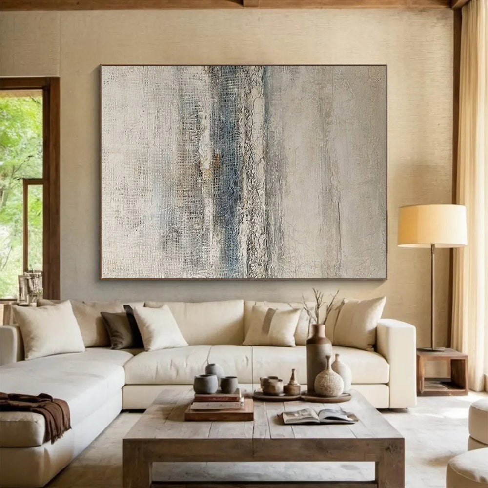 “Neutral Textured Stripes” - Subtle Neutral “Serene Strata” Painting On Canvas PT1624