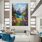 Mountain Paradise Vibrant Impasto Landscape, Painting On Canvas PT2156