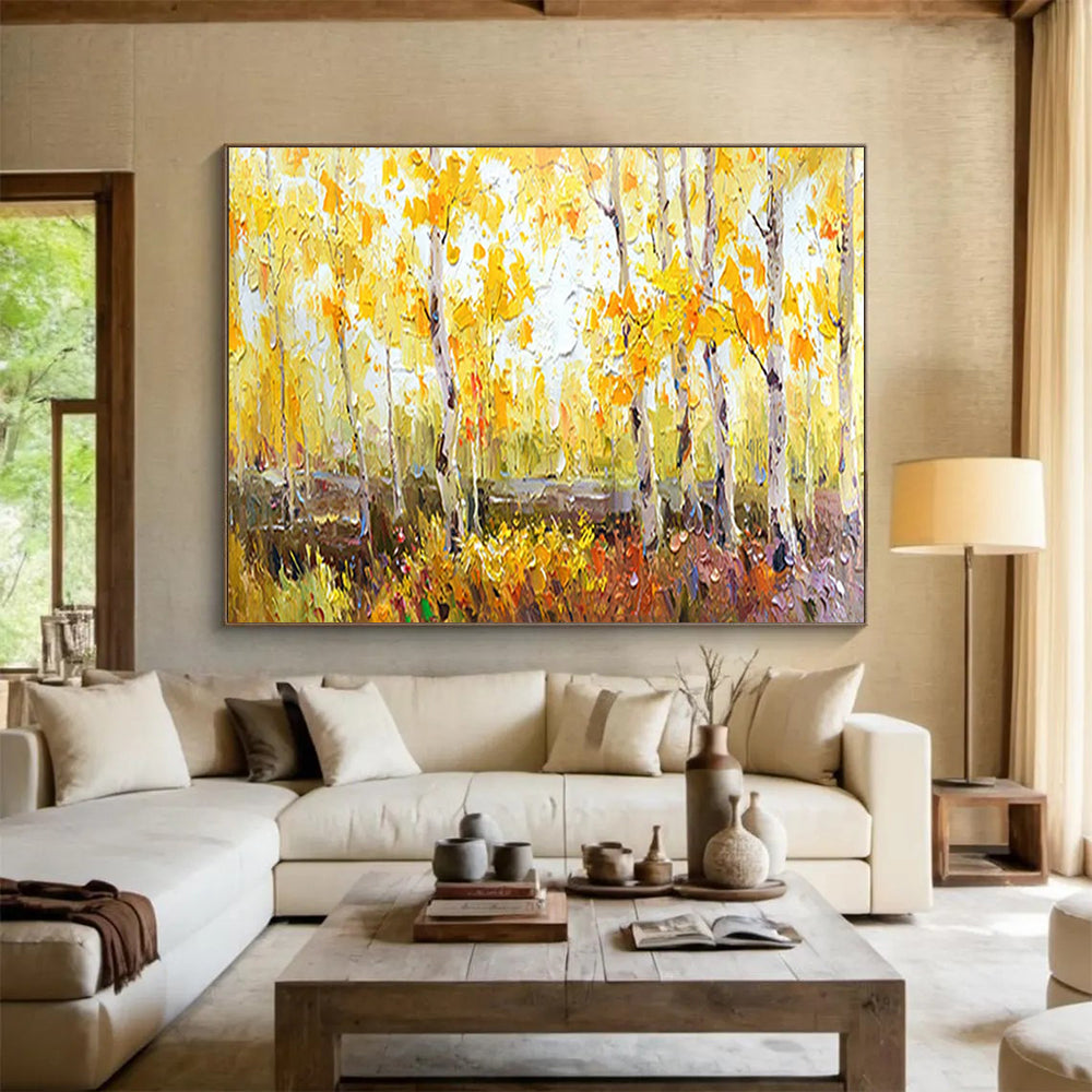 “Golden Autumn Forest” - Impressionistic Landscape Painting On Canvas PT212