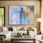 “Soft Blue - Orange Abstract Blend” - Gentle Abstract Painting On Canvas PS0224
