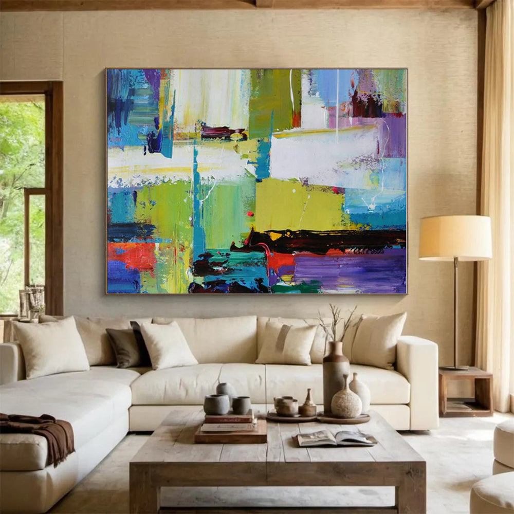 Vibrant Color Blocks, "Urban Symphony" – Contemporary Abstract Painting On Canvas PS0896
