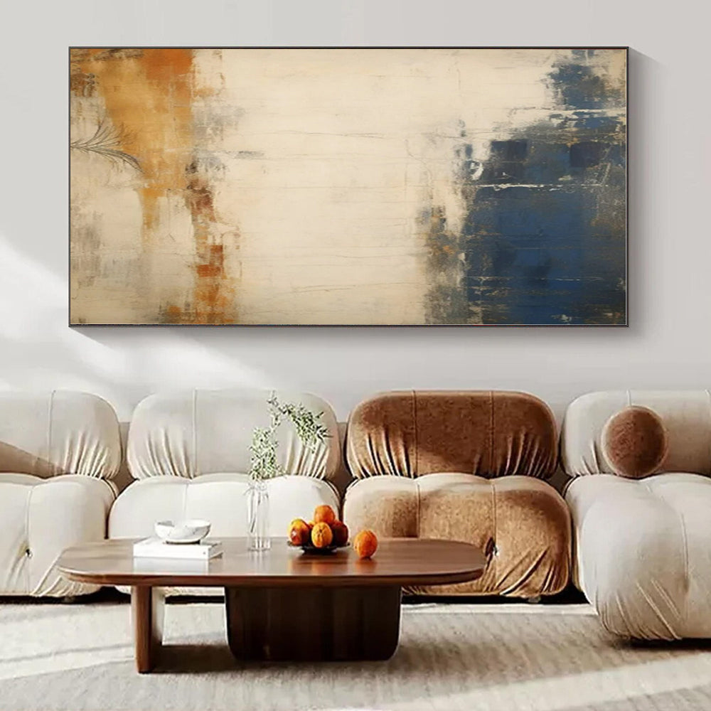 Blue, White, Brown, Orange with Abstract Textures "Textured Journey" Abstract Painting On Canvas PS1341