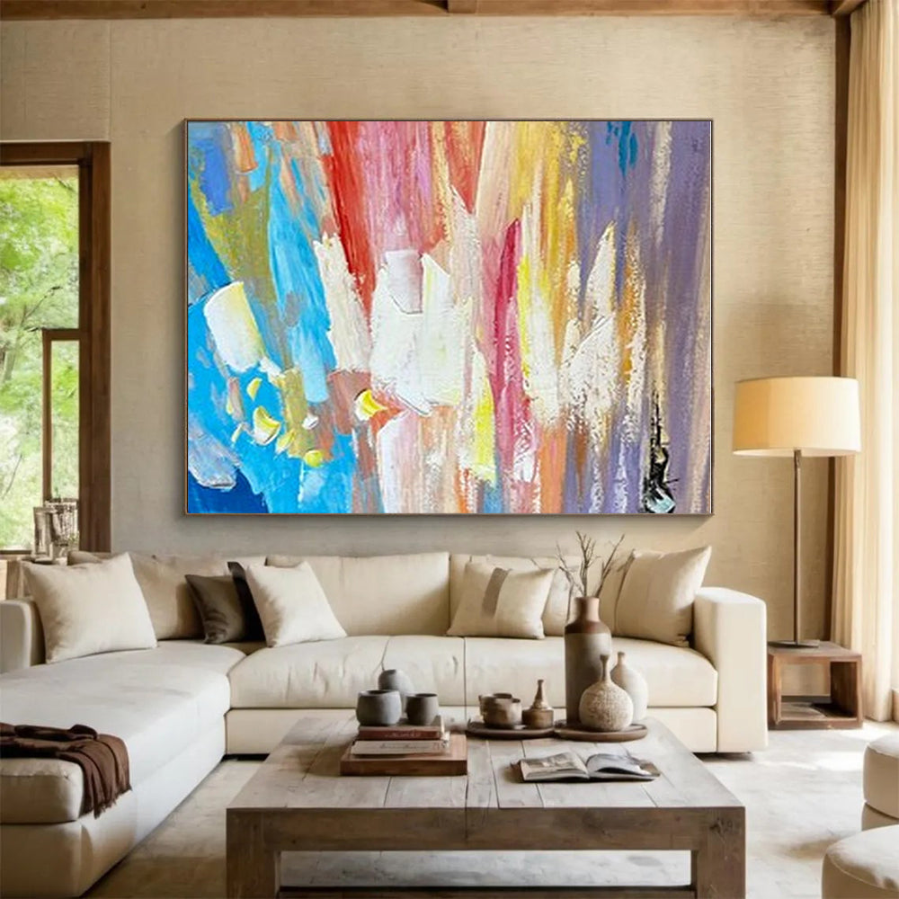 “Colorful Sunset Abstract” - Multicolor Abstract Landscape Painting On Canvas PS0724
