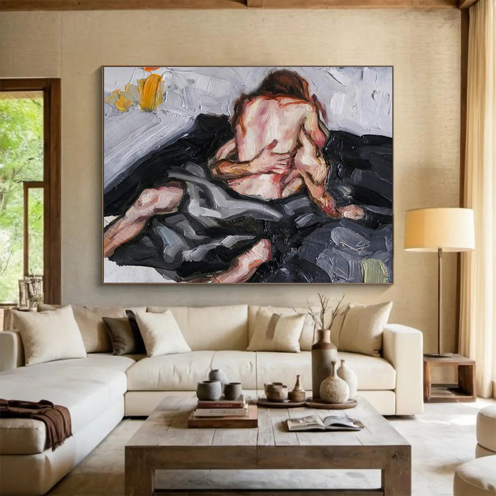 “Intimate Figural Abstract” - Figurative Abstract Painting, Suitable for Bedroom & Private Lounge DKS613