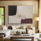 “Subtle Maroon - Black Abstract Shapes” - Contemporary Abstract Painting On Canvas PS0265