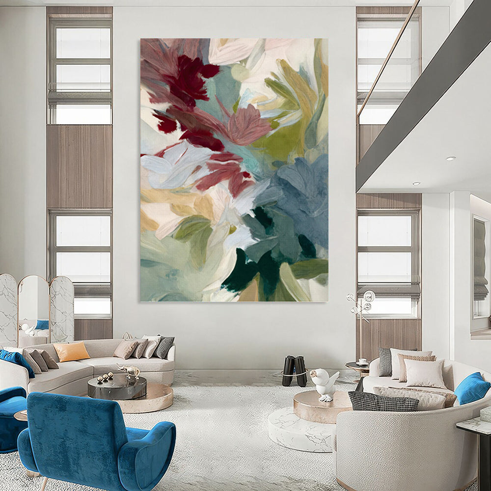 “Muted Color Flower Abstract” - Minimalist Floral Painting On Canvas PT1351